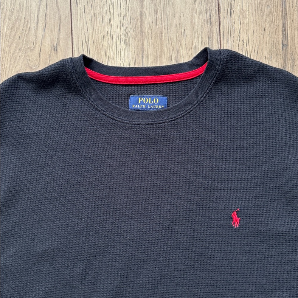Polo by Ralph Lauren Men’s Long Sleeve Shirt Black Red Sleepwear Pony Logo